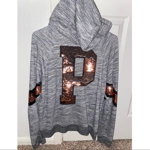 Pink brand sequin reversible zip up jacket